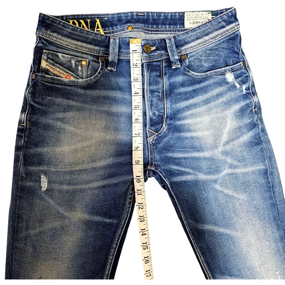 Diesel Men's Distressed Blue Jeans 28x32 Straight Fit Larkee Wash 0808R Stretch - Picture 14 of 16